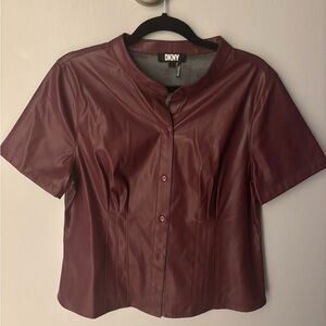 DKNY Red Button Down Shirt Fitted Mandarin Collar